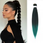 Coada de par dreapta Afro Vigorous Easy Jumbo Braids Hair de  65 cm Brunet -Green Ombre EZ1BGreen